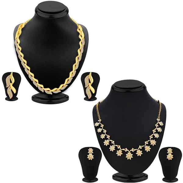 Sukkhi Modish Ad Gold Plated Necklace Set Combo For Women (CB72311GLDPM092017)