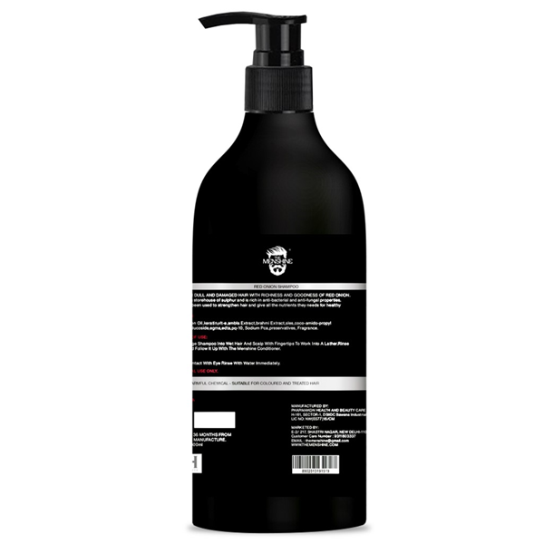 The MenShine Red Onion Shampoo With Red Onion Black Seed Oil Extract For Hair Growth And Hair Strengthening With Hairfall And Dandruff Control Shampoo No Paraben No Silicon-Sulphate No Colour 300 Ml