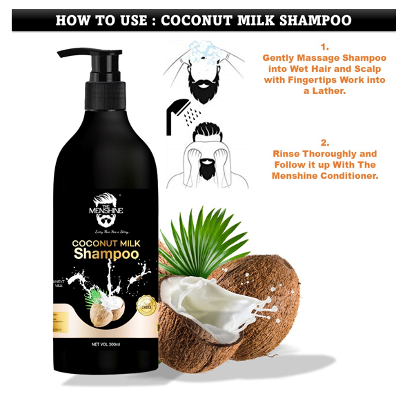 The MenShine Coconut Milk Shampoo For Men-300ml, No Parabens, Sulphates, & Silicones, Coconut Milk Extracts