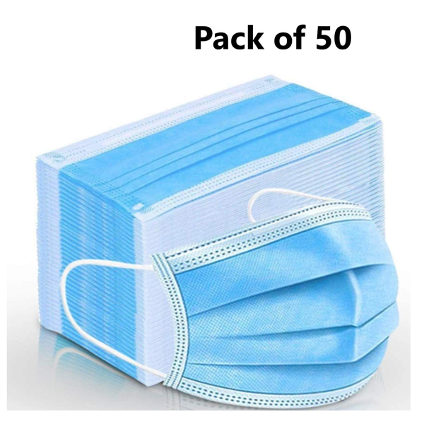 Value Cart 3 Ply Non-Woven Filter Surgical Face Mask-Pack of 50
