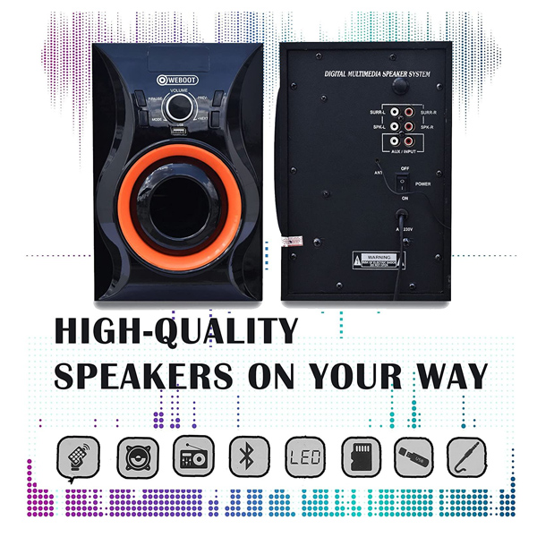 WEBOOT 5.1 Wooden Multimedia Speaker ( Orange)