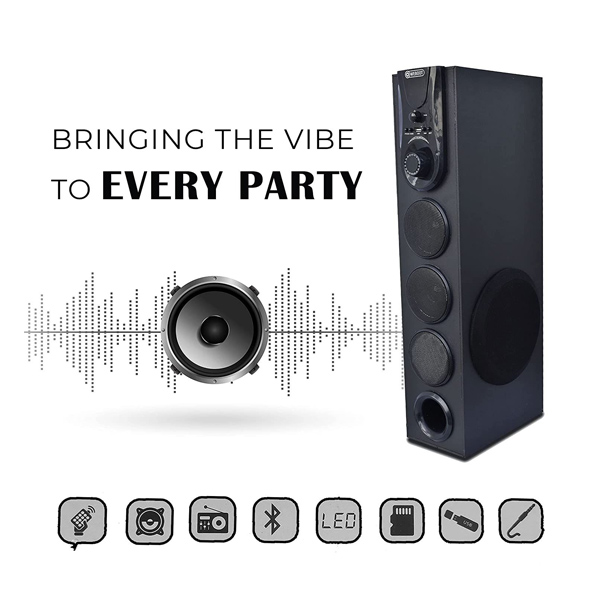 WEBOOT DJ-MINI Wooden Tower Speaker ( Black)