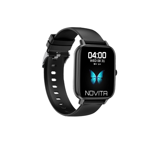 NOVITA WRISTIO 1 Smartwatch, Bluetooth Calling, 1.69" Full Touch HD Display, Water Resistant, SPO2, Heart Rate Monitoring, Upto 22 Days Standby Time, Live Weather Updates, Multiple Sports Mode & Watch Faces, Fast Charging, Black