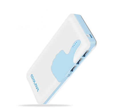 coolnut 10000 mah power bank for mobile with 3- usb ports - white