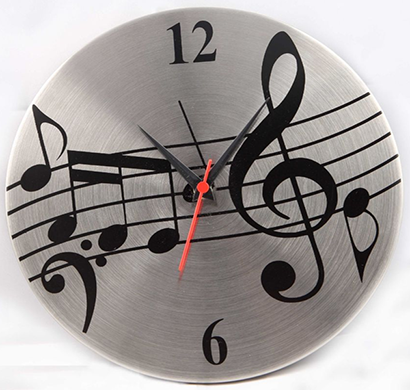 cosmosgalaxy i2842 musical note designer stainless steel black and silver round wall clock
