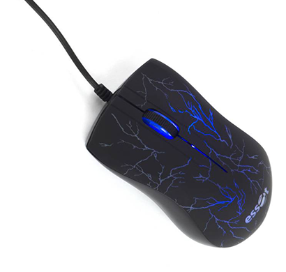 essot - 006 light changing wired optical mouse, usb black, 6month warranty