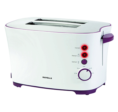 havells feasto 850-watt 2 slices pop-up toaster (white)