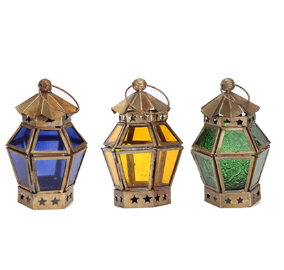 moroccan lantern with brass finish ( set of 3)