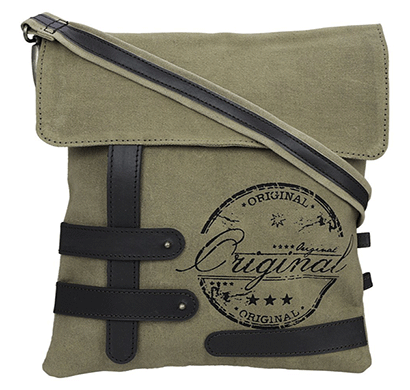 neudis genuine leather & recycled stone washed canvas travel sling / cross body bag for ipad & tablet - original - green