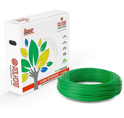 polycab (0.75sq mm) frlf pvc insulated single core unsheathed industrial cable 90 mtr (green)