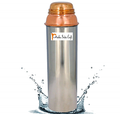 prisha india craft copper water pitcher for the refrigerator new design outside steel inside copper water bottle - sports water bottles/ capacity 750 ml
