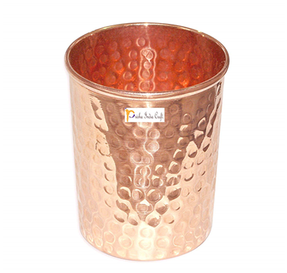 prisha india craft glass021-1 copper cup water tumbler - handmade water glasses/ capacity 250 ml