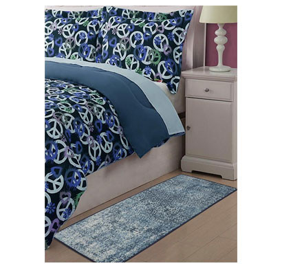 rugsmith (rs000142) rugs & carpets midnight navy color premium qualty distressed pattern polyamide nylon modern heritage rug runner
