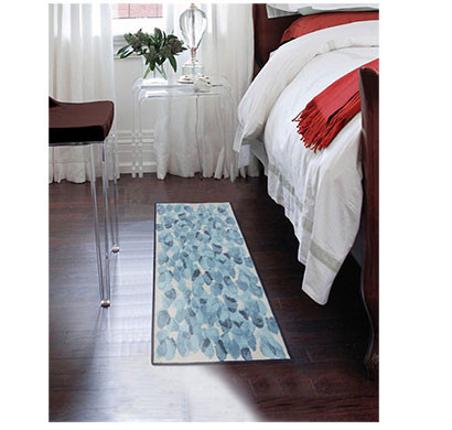 rugsmith (rs000112) rugs & carpets naughty blue color premium qualty floral pattern polyamide nylon faded moon rug runner