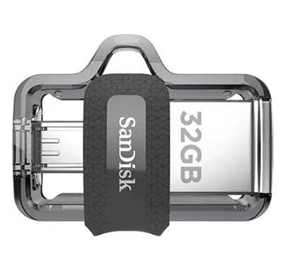 sandisk ultra dual (sddd3-032g-i35) 32 gb otg drive (black, type a to micro usb)