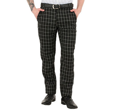 shaurya-f tr-260 slim fit men's black check trousers