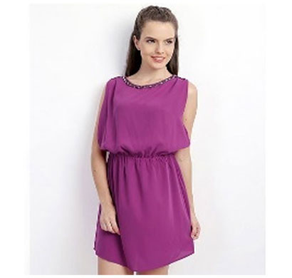 silver ladies mini dress polyester (purple)