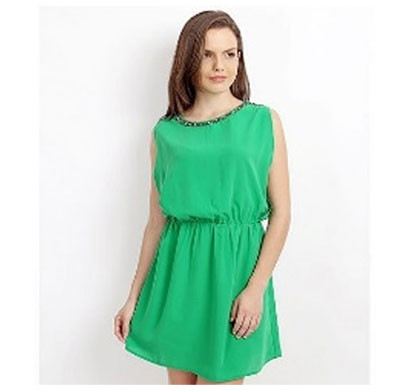silver ladies designer mini dress polyester (green)
