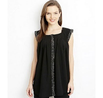 silver black designer ladies half sleeve shirt (black)