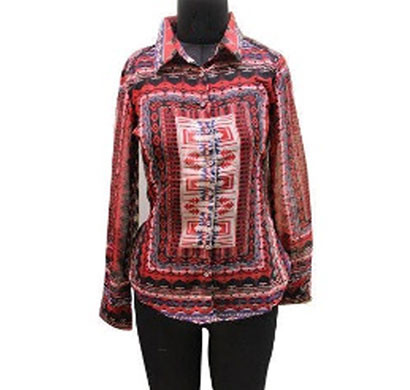 silver ladies red printed shirt (red)