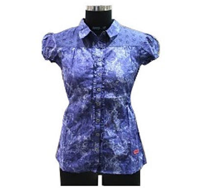 silver ladies blue printed cotton shirt (blue)