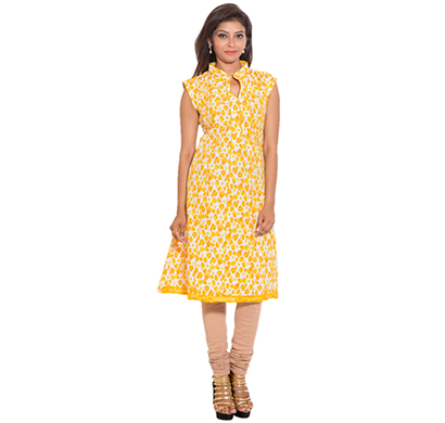sml originals- sml_698, beautiful stylish 100% cotton kurti, m size, yellow