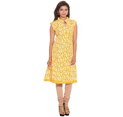 sml originals- sml_698, beautiful stylish 100% cotton kurti, l size, yellow