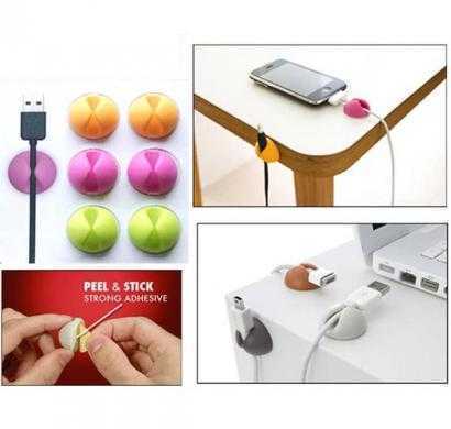 accedre multipurpose cable holder organiser with double tape (pack of 6 clips)
