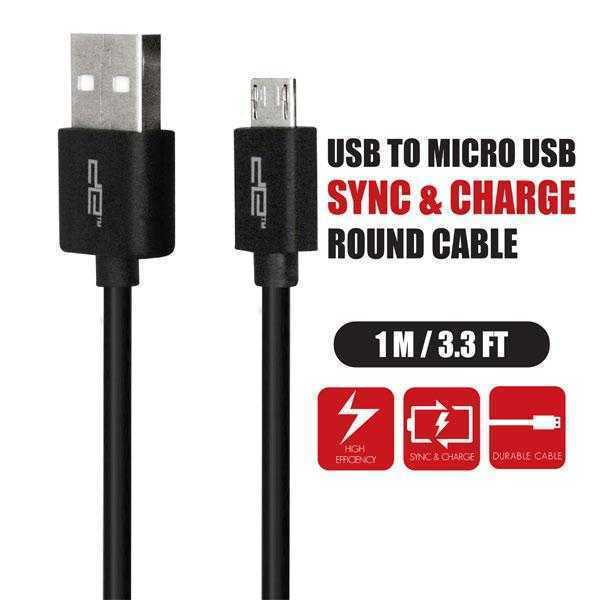 Micro USB Round Cable Black DECA-1001R(BLK)