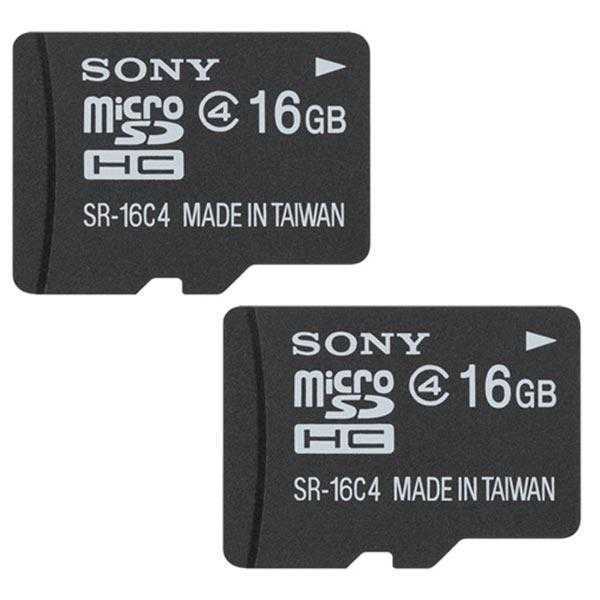 Sony SR-16A4 16 GB microSDHC Class 4 Memory Card With Adaptor (Pack of 2)