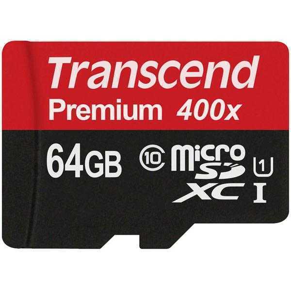 Transcend 64 GB MicroSDXC Class 10 45 MB/S Memory Card