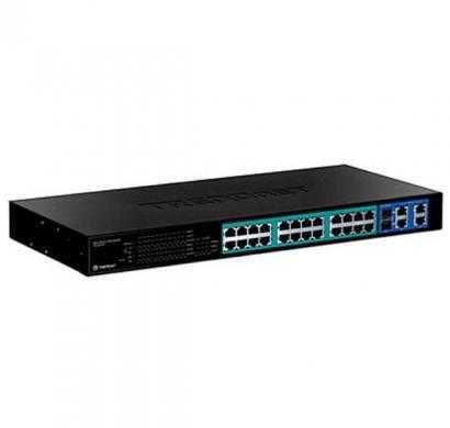 trendnet 24-port 10-100mbps web smart poe switch with 4 gigabit