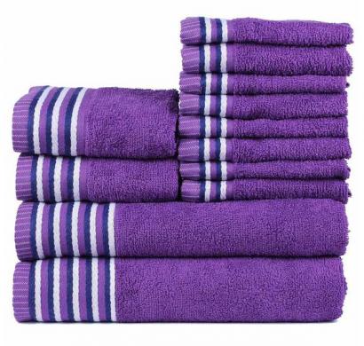 trident set of 12 cotton towels - purple