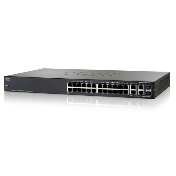 Cisco 28-Port Gigabit PoE Managed Switch, SG350-28 Black