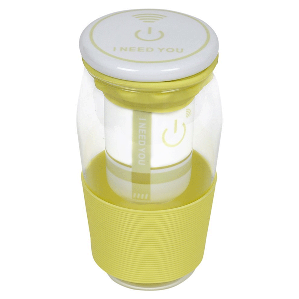 COSMOSGALAXY Green Tea Mug with Strainer, Ceramic Lid and Silicon Sleeve, Yellow