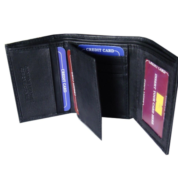 Saw - 1004, Tri-Fold Wallet Leather, Black
