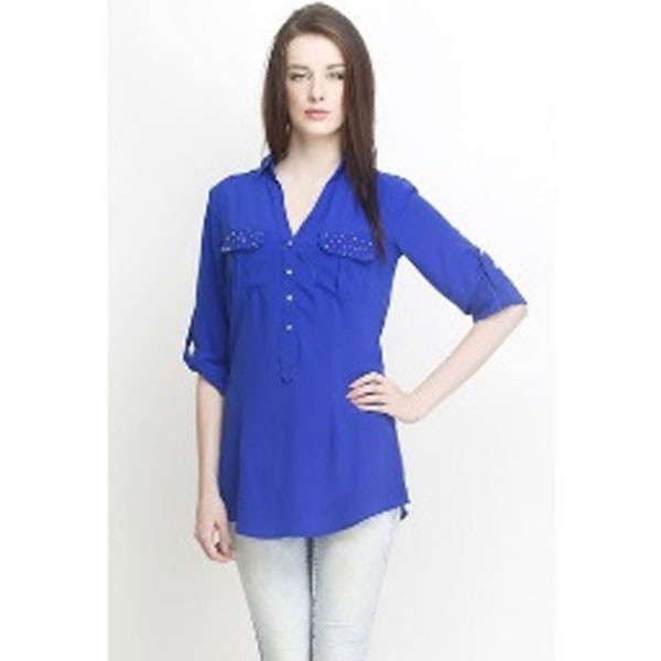 Silver Ladies Blue Stylish Shirt (Blue)